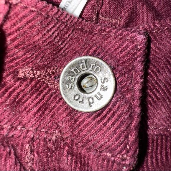 SANDRO Women's Burgundy Narrow Wale Corduroy Pants Cropped Size FR 34  US 2 - Picture 5 of 9